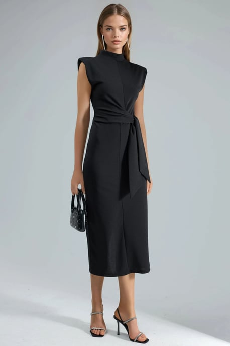 Kleid mit Stehkragen und Midi-Länge - Image 3