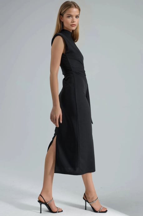 Kleid mit Stehkragen und Midi-Länge - Image 4