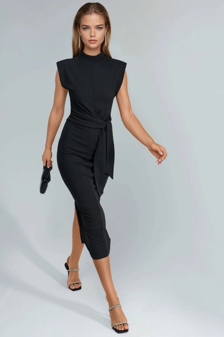 Kleid mit Stehkragen und Midi-Länge - Image 6
