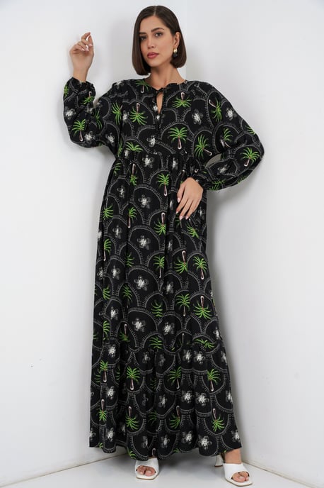 Tropisches Maxi-Kleid mit Knopfverschluss - Image 1