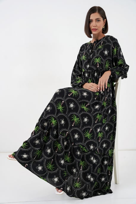 Tropisches Maxi-Kleid mit Knopfverschluss - Image 2