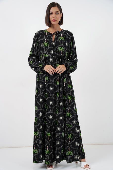 Tropisches Maxi-Kleid mit Knopfverschluss - Image 3