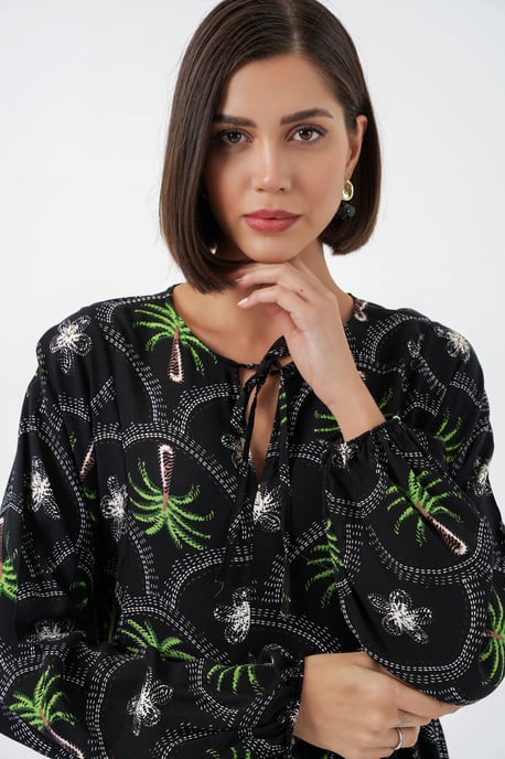 Tropisches Maxi-Kleid mit Knopfverschluss - Image 4