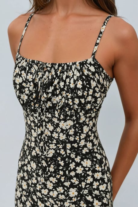 Blumen-Print Bodycon Midi-Kleid mit Schlitz - Image 3