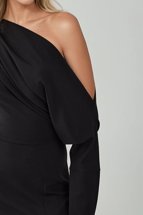 Asymmetrisches Kragen-Midikleid mit Schlitz - Image 2