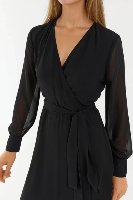 Doppelreihiges A-Linien Tüll-Midikleid mit Taillengürtel - Image 6