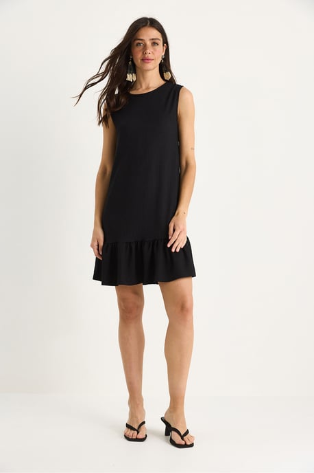 Strukturiertes Crepe-Midi-Kleid mit Rüschendetail - Image 2