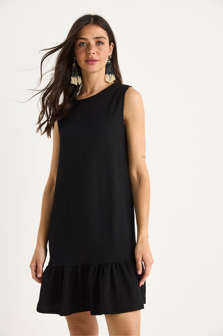 Strukturiertes Crepe-Midi-Kleid mit Rüschendetail - Image 4