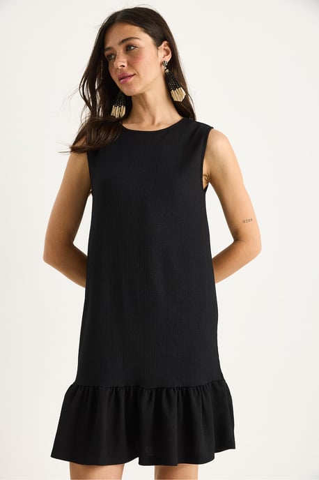 Strukturiertes Crepe-Midi-Kleid mit Rüschendetail - Image 5