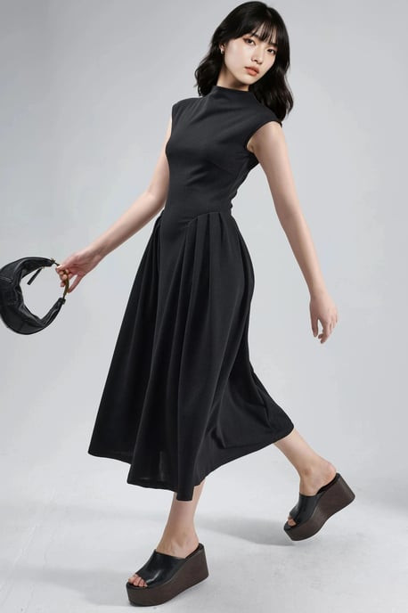 Texturiertes Panel-Midi-Kleid - Image 5