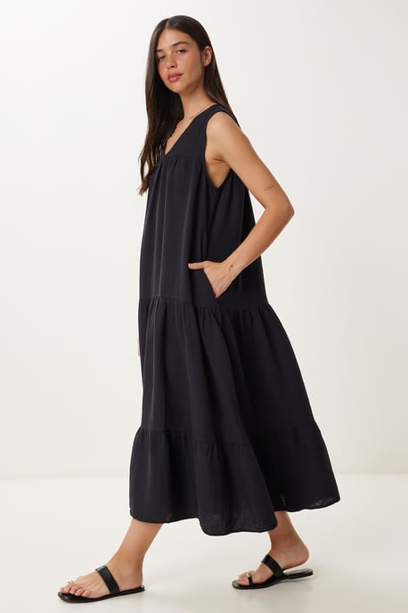 Rüschen V-Ausschnitt Midi-Kleid - Image 3