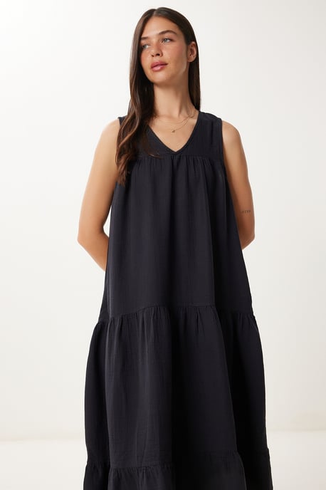 Rüschen V-Ausschnitt Midi-Kleid - Image 4