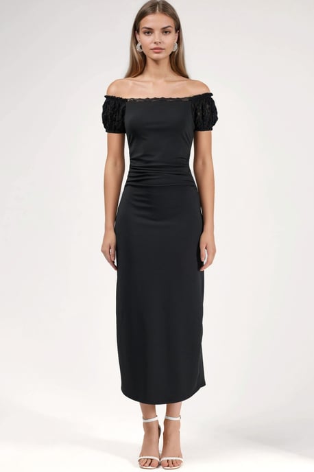 Spitzenärmeln Midi-Kleid - Image 1