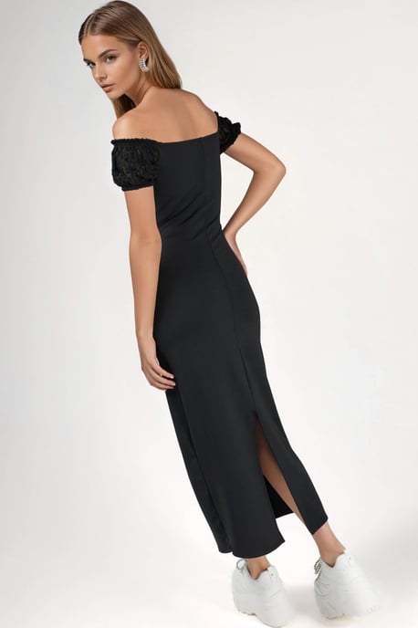 Spitzenärmeln Midi-Kleid - Image 3