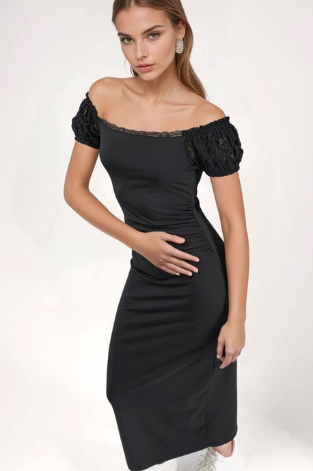 Spitzenärmeln Midi-Kleid - Image 4