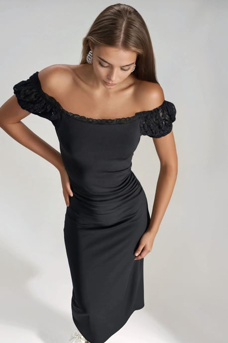 Spitzenärmeln Midi-Kleid - Image 5