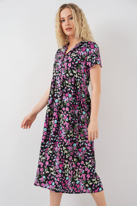 Blumiges Midikleid mit Hemdkragen - Image 4