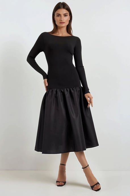 Bootsausschnitt Tailliertes Midi-Kleid - Image 2