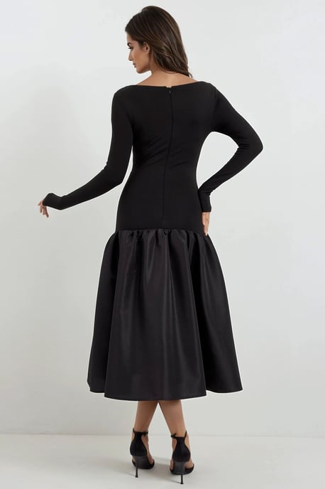 Bootsausschnitt Tailliertes Midi-Kleid - Image 4