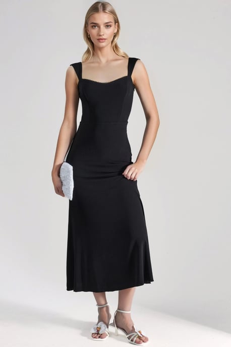 Hiccup Midi-Kleid mit Herzausschnitt - Schwarz - Image 1