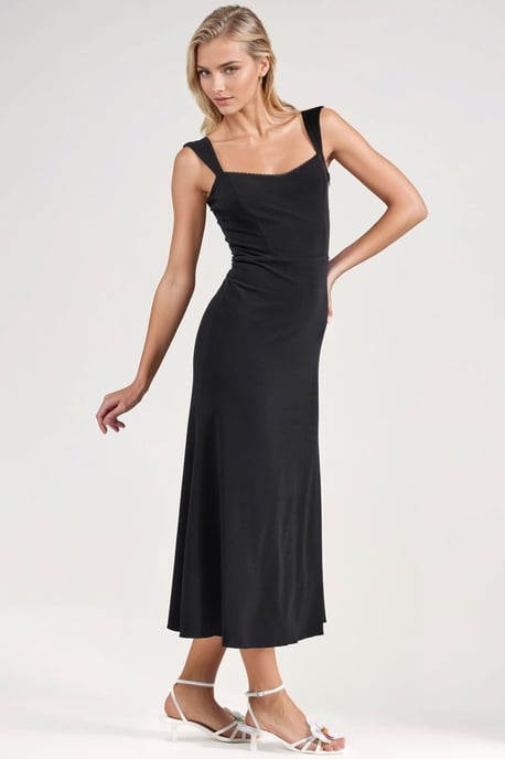 Hiccup Midi-Kleid mit Herzausschnitt - Schwarz - Image 2