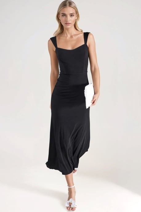 Hiccup Midi-Kleid mit Herzausschnitt - Schwarz - Image 5