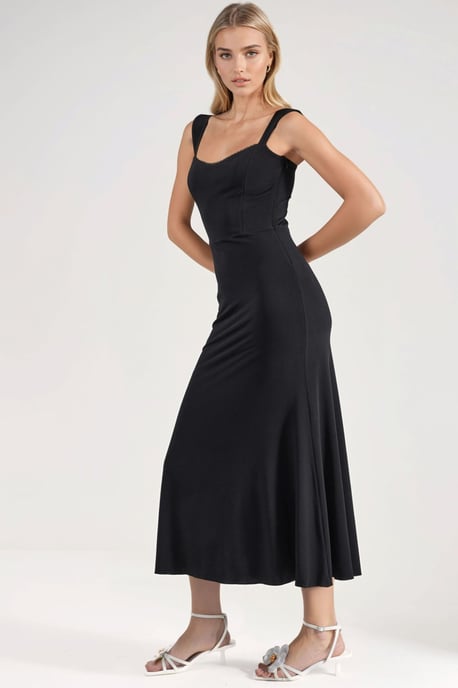 Hiccup Midi-Kleid mit Herzausschnitt - Schwarz - Image 6