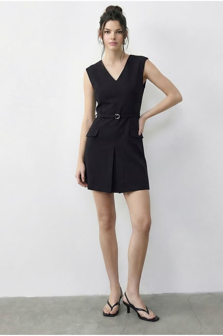 Gürteltier V-Ausschnitt Mini-Kleid - Image 2