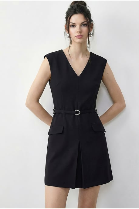 Gürteltier V-Ausschnitt Mini-Kleid - Image 4