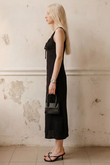 Midi Leinenkleid mit Bindedetail - Image 2