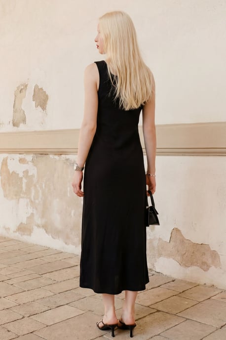 Midi Leinenkleid mit Bindedetail - Image 4