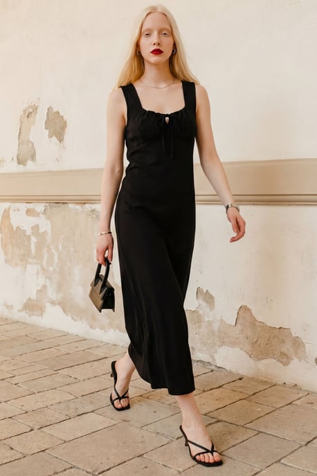 Midi Leinenkleid mit Bindedetail - Image 5
