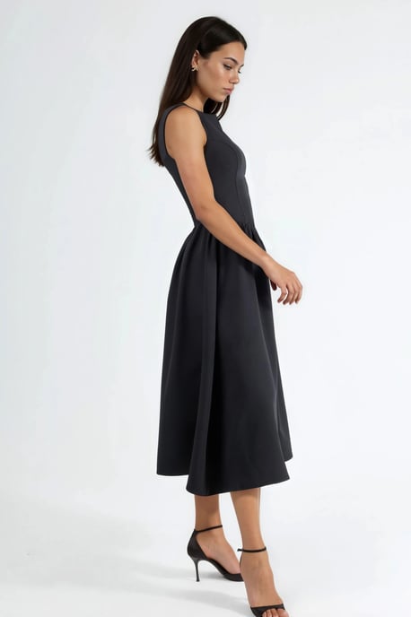 A-Form Midi Kleid mit Rundhalsausschnitt - Image 2