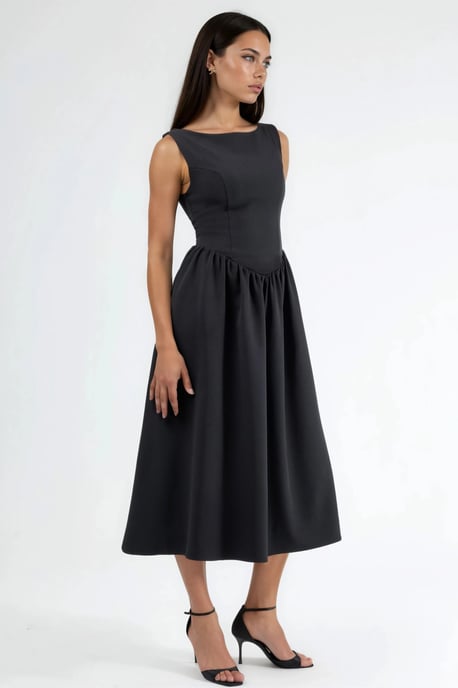 A-Form Midi Kleid mit Rundhalsausschnitt - Image 4