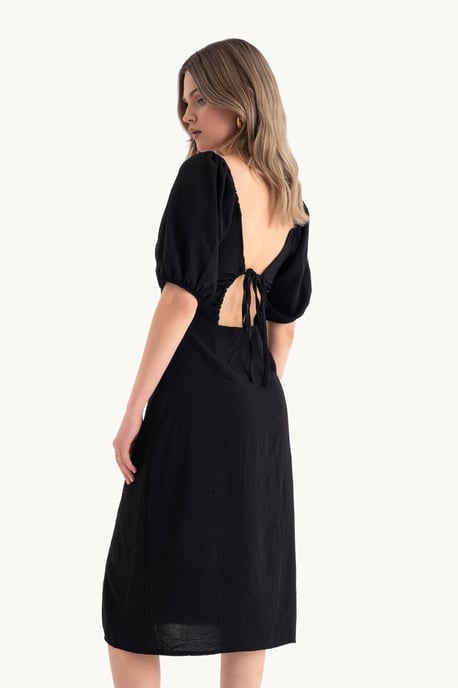 Herzchen-Ausschnitt Midi-Kleid mit seitlicher Schlitze - Image 2