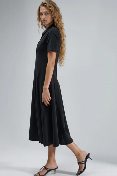 Midi A-Linien-Kleid mit Hemdkragen - Image 2
