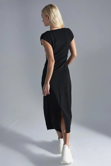 Midi-Kleid mit quadratischem Ausschnitt und Schlitzdetails - Image 3