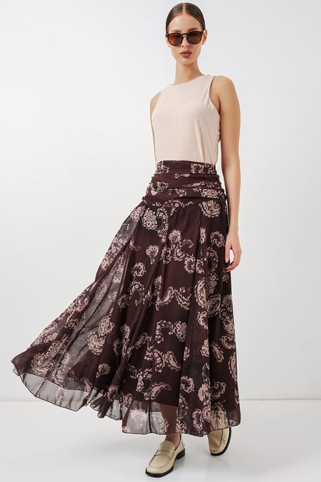 Hohe Taillen-Paisley-Maxikleid - Image 1
