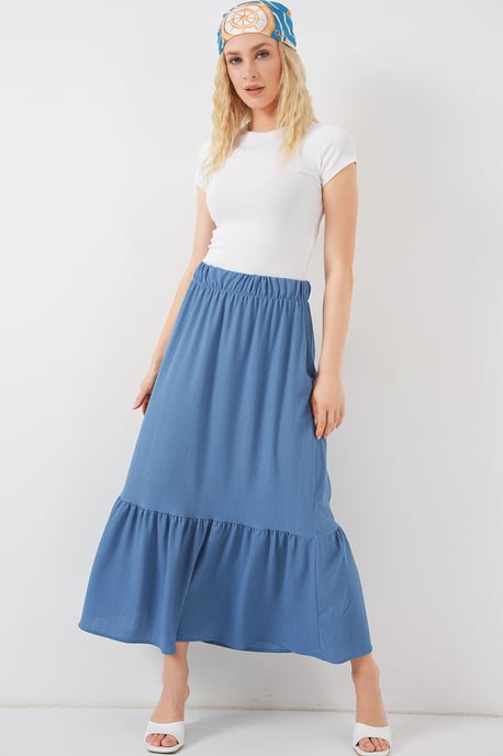 Texturierten Maxi-Strickrock mit elastischem Bund - Image 3