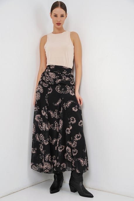 Hochtaillierter Paisley Maxi-Rock - Image 1