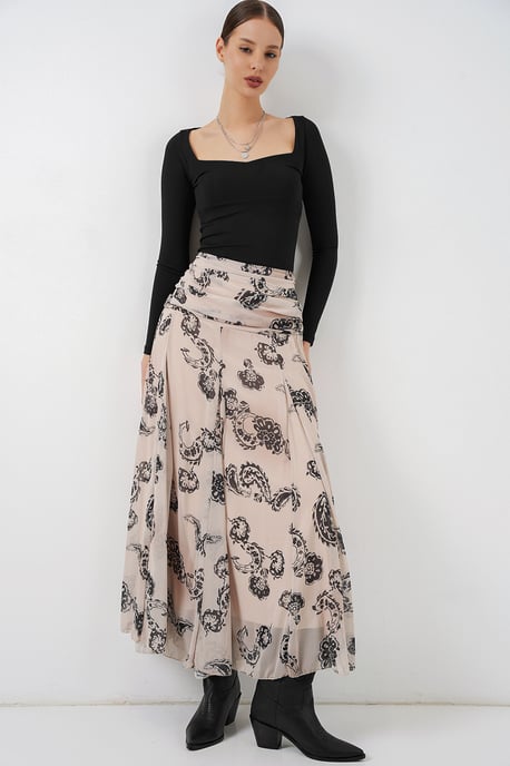 Hohe Taillen-Paisley-Maxikleid - Image 1