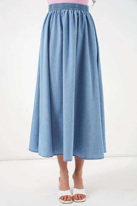 Hoch taillierter A-Linien Denim Maxirock - Image 2