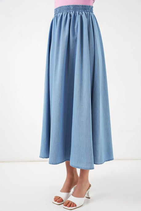 Hoch taillierter A-Linien Denim Maxirock - Image 3