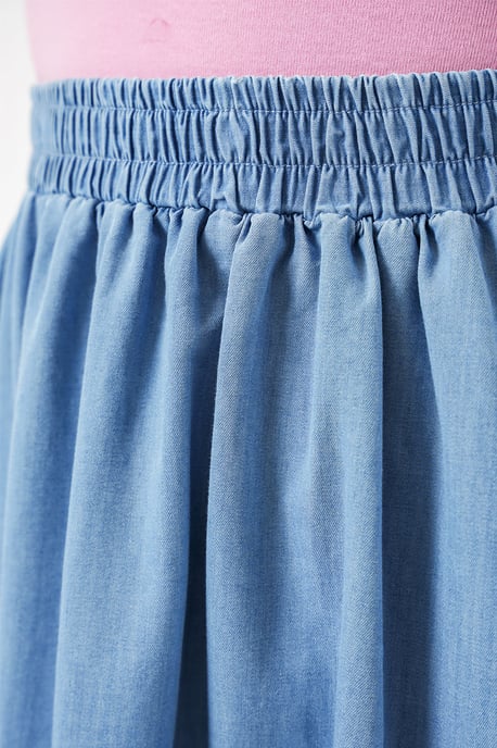 Hoch taillierter A-Linien Denim Maxirock - Image 4