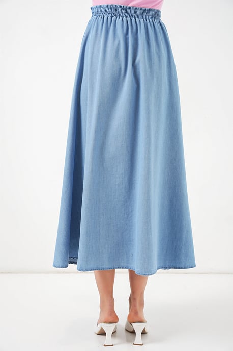 Hoch taillierter A-Linien Denim Maxirock - Image 5