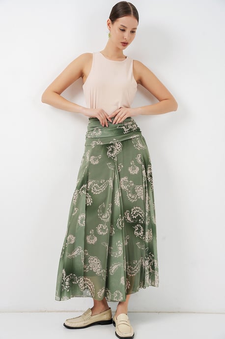 Hohe Taillen-Paisley-Maxikleid - Image 1