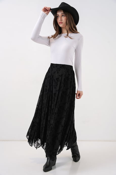High-Waist Blumen A-Linie Maxi-Rock - Image 4