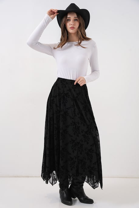 High-Waist Blumen A-Linie Maxi-Rock - Image 6