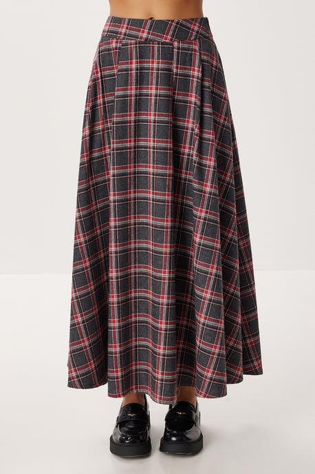Kariierter High-Waist Faltenrock MIDI - Image 4