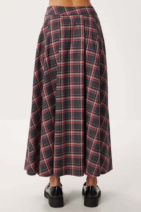 Kariierter High-Waist Faltenrock MIDI - Image 6